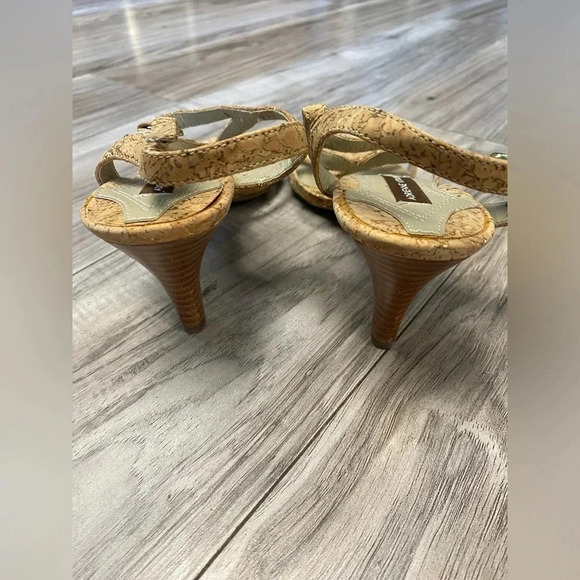 NEW Adrienne Vittadini AV Lane Cork Heeled Strap Sandals Size 8 Natural Open Toe - Picture 6 of 9